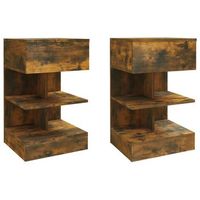 pack 2 uds mesitas de noche  mesa auxiliar  mesilla contrachapado roble ahumado 40x35x65 cm