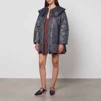 ganni shiny quilted recycled shell jacket - lxl