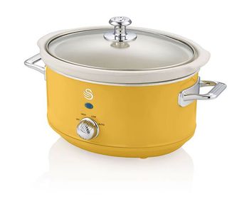 Swan sf17021yelneu retro olla cocción lenta, 3,5l, recipiente extraíble antiadherente cerámica libre pfoa, vintage, 200, amarillo