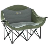 outsunny silla plegable plegable 2 plazas silla de camping con portavasos bolsa de transporte hasta 250 kg resistente verde   aosom espana