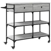 carrito de cocinarestanteria de cocina carrito de servir madera ingenieria gris sonoma 105x42x95 cm