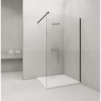 panel fijo de ducha walk in perfil negro 160x200 cm grosor cristal 8 mm