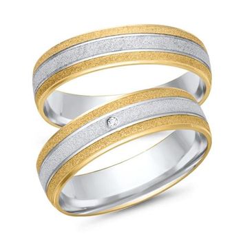 Alianzas 14 quilates oro blanco amarillo con diamante