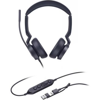 Auriculares Yealink UH46 Dual USB-C con cable, Cancelación de Ruido, Micrófono, Oficina y Call Center