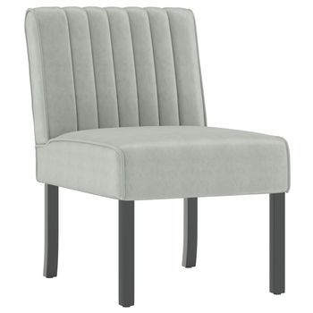 Sillón De Salón | Silla Tapizada De Terciopelo Gris Claro