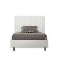 cama de una plaza y medio  sin somier acolchada 120x200 cuero sintetico blanco sunny