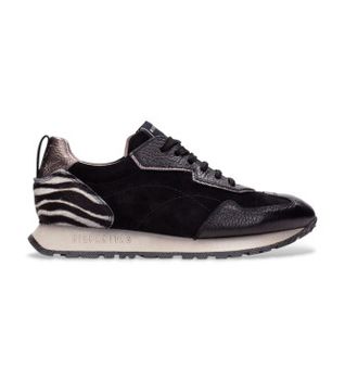 Hispanitas para mujer. ZHI254312 Zapatillas de Piel Kansas negro (36), Plano, 1 a 3cm, Cordones, Casual