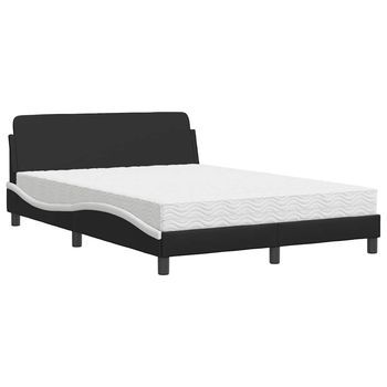 Cama Con Colchón Dover Cuero Sintético Negro Y Blanco 140x190 Cm Vidaxl