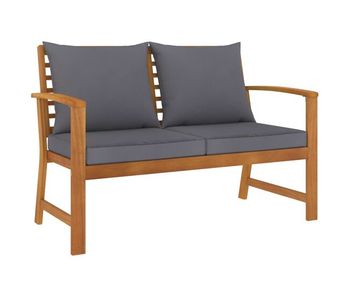 Vidaxl banco de jardín 120 cm cojines gris oscuro madera acacia maciza