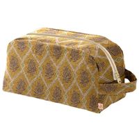 neceser de terciopelo con estampado grafico dorado