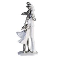 casablanca by gilde figura decorativa escultura familia felicidad blanco plata h 37 cm