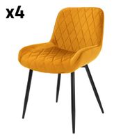 4x sillas de comedor color ocre tapizado con respaldo y apoyabrazos
