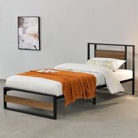 cama de metal estable villach - 90 x 200cm - cama simple - cama individual - somier - acero - marco negro mate encasa