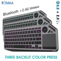 teclado inalambrico bluetooth con panel tactil retroiluminacion de 7 colores recargable de 24g para smart tv ios iphoneipad