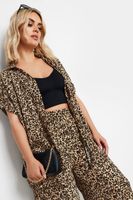 yours camisa rugosa marron leopardo mujer curvy y tallas grandes yours