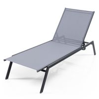 costway silla tumbona ajustable de exterior reclinable de 6 posiciones para patio con posicion plana acostada y tejido de secado rapido para piscina