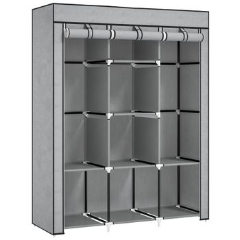 Armario de tela 125x43x162.5 cm gris claro