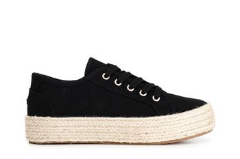 zapato de mujer con cordones de tela y forrada de esparto black 40