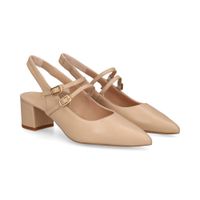 unisa zapatos de tacon medio mujer - beige talla 40