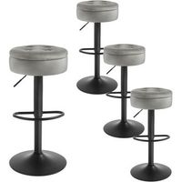 juego de 4 taburetes de barterciopelo  metalsillas giratorias 360taburetes alto cocina con reposapies para comedor bar y bistro39 x 39 x 795 cmgris clarowoltu