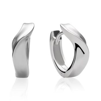 Pendientes bisagra parcialmente esmerilados plata 925 rodiado