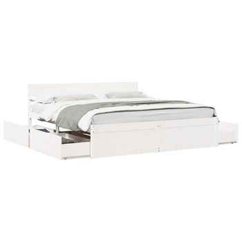 Estructura De Cama Sin Colchón Madera Maciza Blanca 200x200 Cm Vidaxl