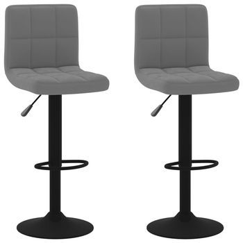 Pack 2 Uds Taburetes De Bar | Taburete De Cocina | Taburete Alto Terciopelo Gris Oscuro