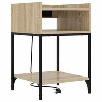 mesita de noche - mueble de dormitorio - madera y acero - roble sonoma 40x40x61cm