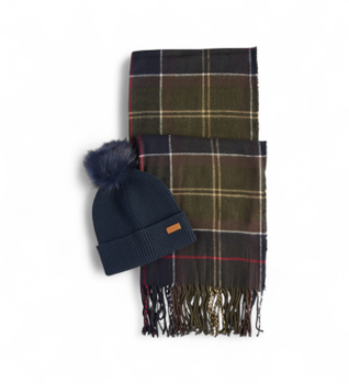 Barbour para mujer. LGS0054 Set regalo gorro y bufanda Dover marino, verde (OSFA), Casual, Viscosa