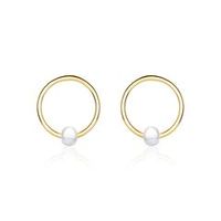 pendientes circulo de bolas de plata 925 banadas en oro