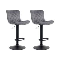 set de 2 taburetes de bar regulable en terciopelo gris oscuro