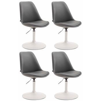 Set De 4 Sillas Lounge Maverick En Polipiel Simil Cuero Gris 57x48x76 Cm Clp