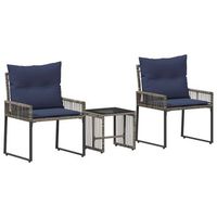 juego de muebles de exterior con cojin 7 piezas  mobiliario de jardin gris y azul marino
