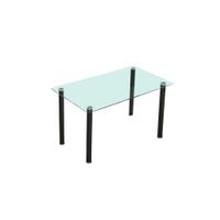 mesa de comedor fija con sobre de cristal 140x80 cm metal negro