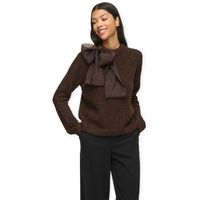 vila jersey bows highneck knit - coffee bean para mujer