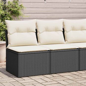 Set Sofás Jardín Y Cojines 2 Uds | Juego De Muebles De Jardín Ratán Sintético Acacia Negro Cfw25912