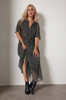 yours vestido negro de gasa de ondas de flores mujer curvy y tallas grandes yours