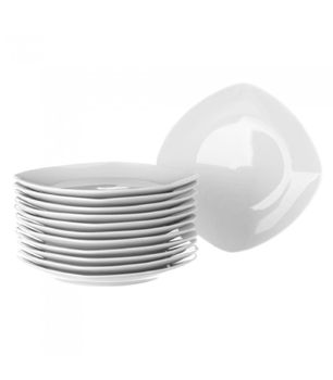 Set de 12 platos llanos cuadrados blancos