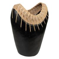 florero ceramica negro  rattan