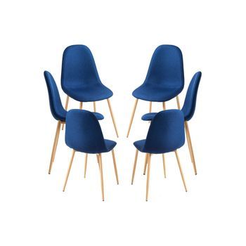 Pack 6 Sillas Teok Tela De Tela 84*39*42 Cm - Azul