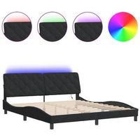 cama matrimonial  cama para adultos  estructura de cama con luces led terciopelo negro 180x200 cm