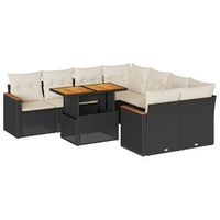 set sofas jardin y cojines 9 piezas ratan sintetico acacia negro