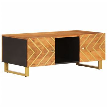 Mesa De Centro，mesa Auxiliar，mesa De Café Madera Maciza De Mango Negro Marrón 100x54x40 Cm