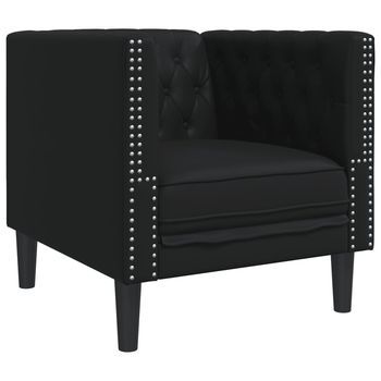 Sillón De Salón | Silla | Sillón Chesterfield De Cuero Artificial Negro