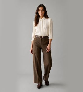 PennyBlack para mujer. 2621136383200 Pantalón cargo de pura lana Feluca marrón (42), Casual