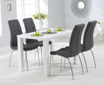Atlanta 120cm White High Gloss Dining Table with Calgary Chairs