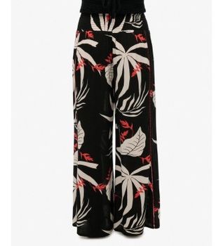 Superdry para mujer. W7011181A Pantalón Beach negro (L), Casual, Viscosa