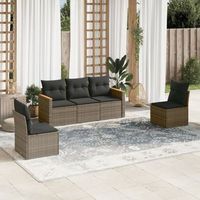 conjunto de sofas jardin con cojines 5 uds  mueble jardin mesa y sillas ratan sintetico gris cfw929641