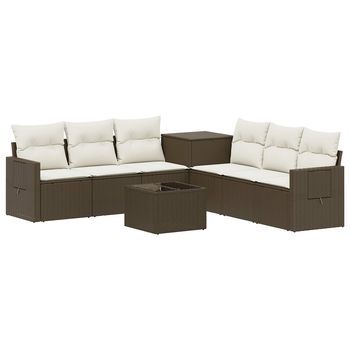 Juego De Sofá 8 Uds. Marrón Y Crema Blanca Vidaxl