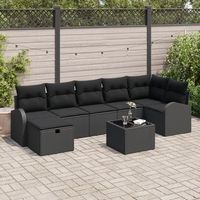 juego de sofa de jardin de 8 piezas con cojines ratan negro sintetico v3159 unico  negro